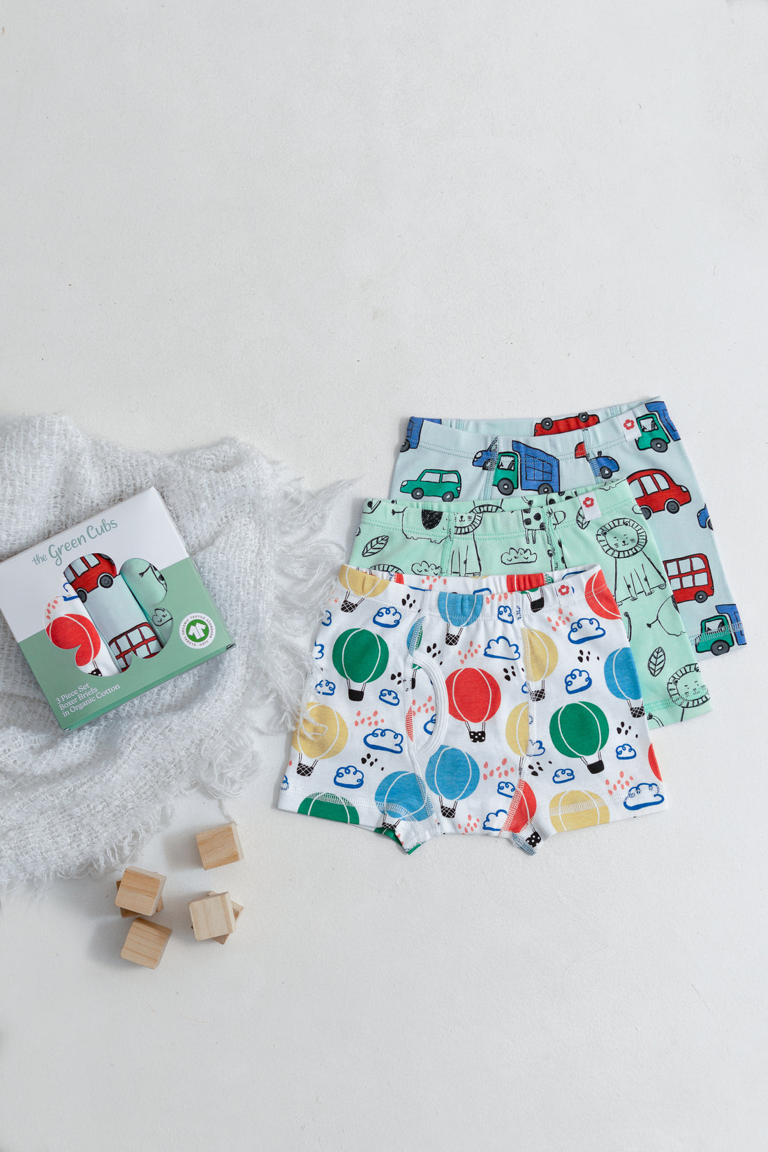 3-Pack Printed Boxer Briefs in Organic Cotton