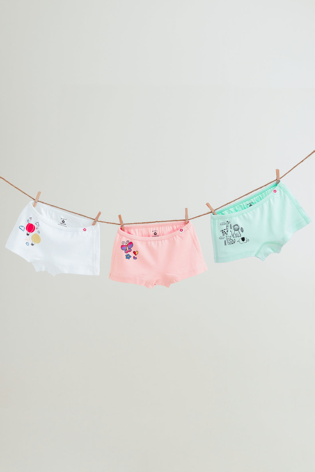 3-Pack Side Printed Girlshort Underwear in Organic Cotton