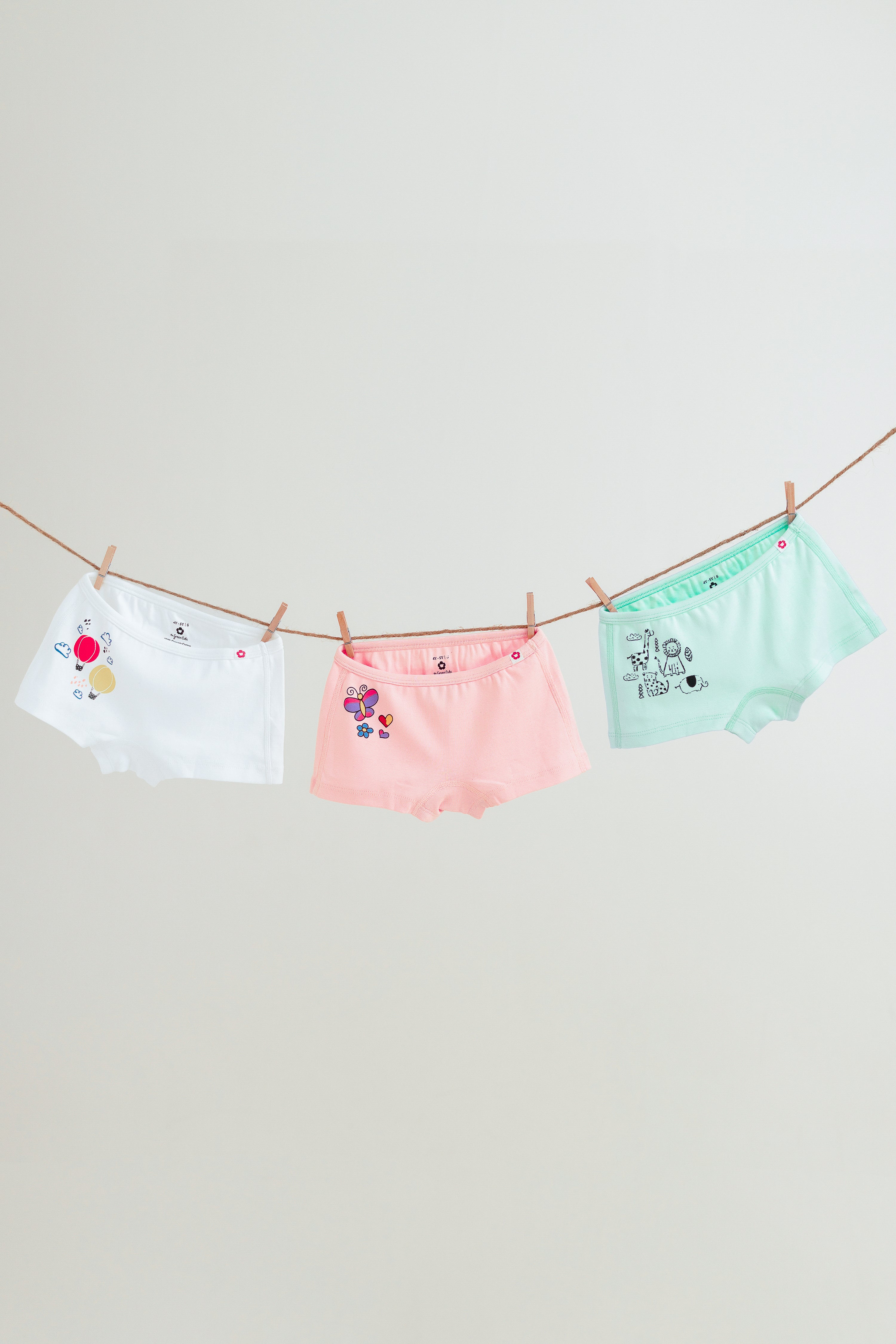 3-Pack Side Printed Girlshort Underwear in Organic Cotton