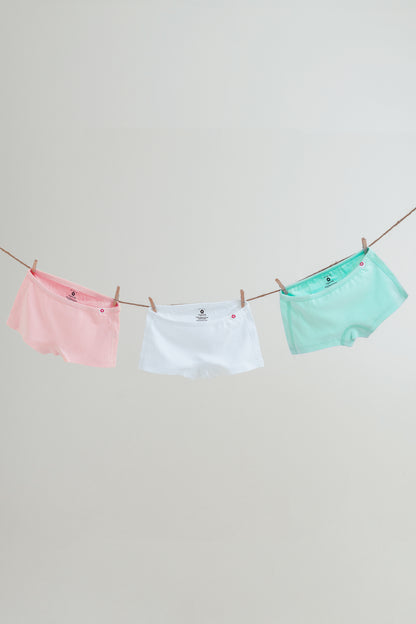 3-Pack Solid Girlshort Underwear in Organic Cotton