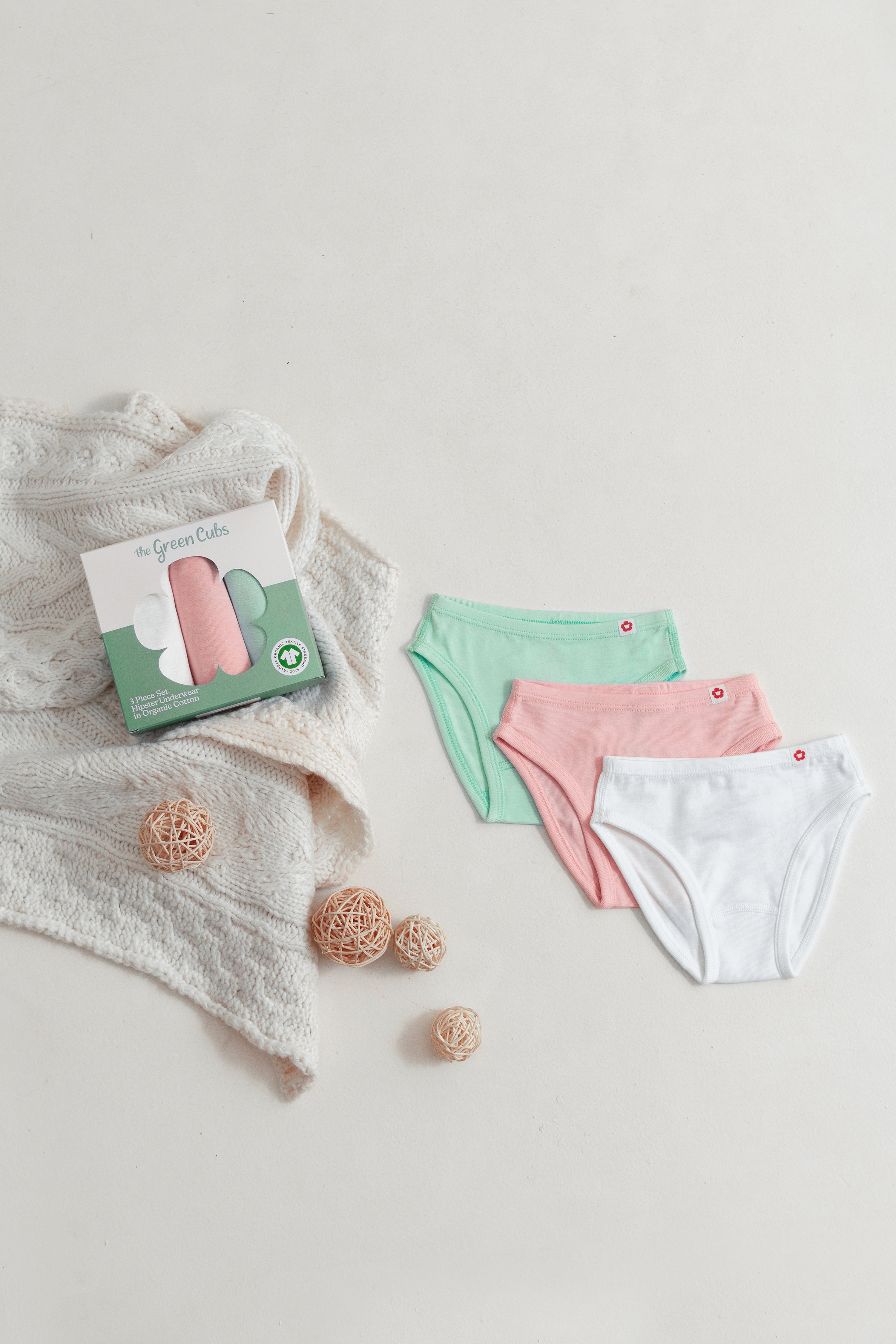 3-Pack Solid Hipster Underwear in Organic Cotton